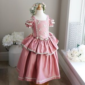 Flower Girl Dress Party Royal Princess Dusty Rose Toddler Girls Size 2